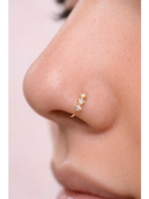 Sacce Scarves & Accessories Gold Renk 925 Ayar Gümüş Üçtaş Halka Hızma