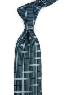 Kravatkolik Lesna Style Yeşil Kare Desen Italyan Ipek Kravat İK2252