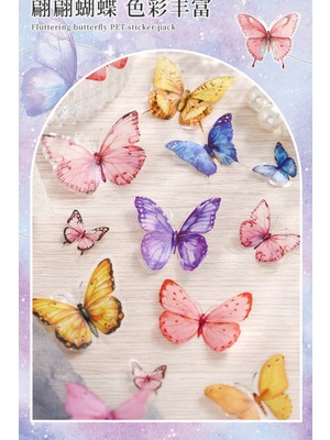 Kolbi Craft 6 Sayfa 123 Adet Şeffaf Renkli Kelebek Sticker Bullet Journal Scrapbook Laptop Ajanda Planlayıcı