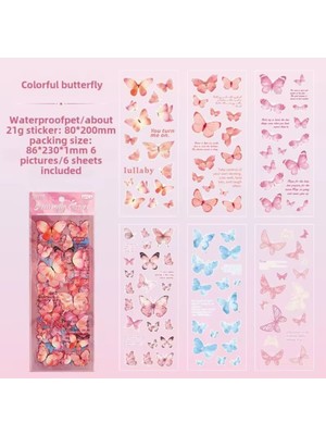 Kolbi Craft 6 Sayfa 114 Adet Şeffaf Pembe Kelebek Sticker Bullet Journal Scrapbook Laptop Ajanda Planlayıcı
