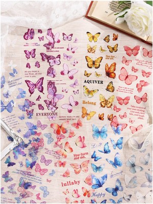 Kolbi Craft 1 Sayfa 18 Adet Şeffaf Kelebek Sticker Bullet Journal Scrapbook Laptop Ajanda Planlayıcı 20X8CM