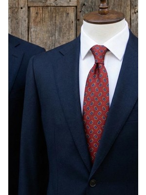 Kravatkolik Tresa Style Bordo Şal Desen Italyan Ipek Kravat İK2218