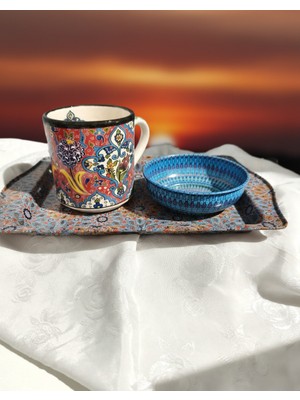 Meya Design Desenli Fincan & Tabaklı Sunum Seti (Tepsili)