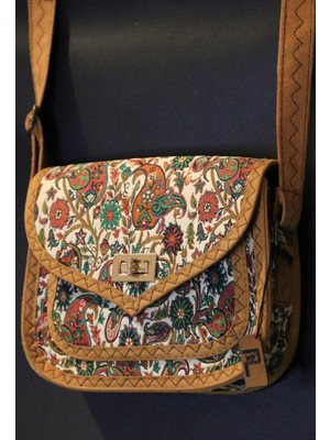 Pujiva Etnik Tarz Kilim Desenli, Omuz Askılı, Çok Cebli Fermuarlı, Kilitli, Gece, Günlük Çanta, Nilüfer