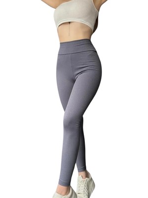 MK Beykoz Yüksek Bel Şardonlu Tayt -Gri̇