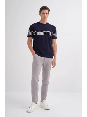 Cazador Regular Fit Çizgili Lacivert Erkek T-Shirt 30400