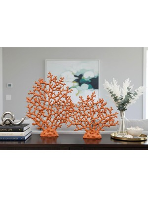 Mirsa Global Dekoratif 2 Li Mercan Biblo Hayat Ağacı Dal Mercan Heykel