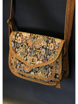 Pujiva Etnik Tarz Kilim Desenli, Omuz Askılı, Çok Cebli Fermuarlı, Kilitli, Gece, Günlük Çanta, Nilüfer