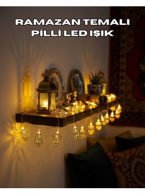 Adat Pilli Altın Fenerli Ramazan Işıkları Dekoratif LED Zincir