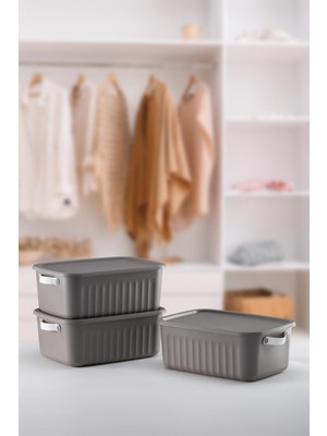 Mutfak Köşesi Boxify Mix 10 Lt 3 Adet Çok Amaçlı Düzenleyici Kapaklı Kutu, Dekoratif Saklama Kutusu, Organizer