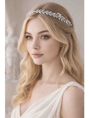 Reborn Design Tanrıça Model Roma Defne Yaprağı Figürlü Gümüş Renk Metal Taç