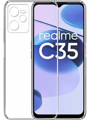 Butik Ally Realme C35 Kılıf Kamera Korumalı Ultra Ince Şeffaf Silikon KILIF-(5775)