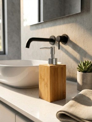 Padilon Bambu Sıvı Sabunluk Modern Ahşap Tasarım Banyo & Mutfak Için Şık Sabunluk