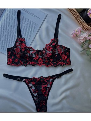 Freya Çiçek Desenli Edna Balenli Tanga Model Iç Çamaşırı Takımı