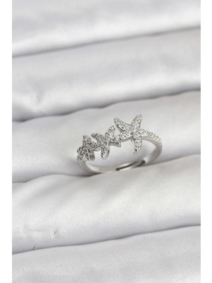 Eco Lounge Pirinç Yıldız Model Gümüş Renk Kadın Yüzük