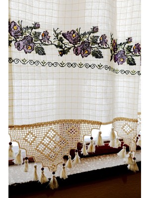 Cotopia Mor Kanaviçe Buldan Perde Yöresel Dokuma Perde