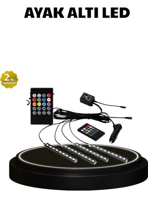 Eco Lounge Rgb Müzik Kontrollü Araç LED Işık Seti 48 LED 12V Uzaktan Kumandalı