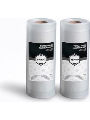VI'ORIO 30CM x 5m (2 Adet) Rulo Tırtıklı Vakum Makinesi Poşeti Vakum Poşeti