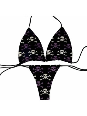 Punix Punıx Özel Seri Kuru Kafalar Baskılı Scuba Brazilian Beachwear Luxury Kadın Bikini Takımı
