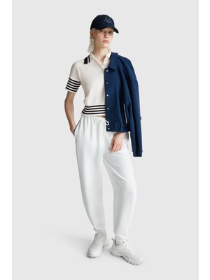 United Colors Of Benetton Beyaz Kadın / Kız KDN_%100 Pamuk Polo Yaka Kısa Kollu Kazak Model Kodu: ( 1294E301D074)