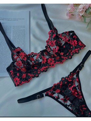 Freya Çiçek Desenli Balenli Tanga Model Iç Çamaşırı Takımı