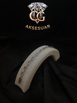 Cg Aksesuar Gümüş Renk Geometrik Zincir Bileklik – Modern ve Zarif