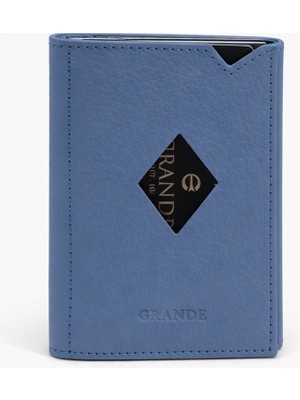 Grande Hakiki Deri Erkek Kartlık Cüzdan Buz Mavi 850
