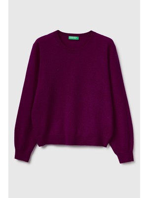 United Colors Of Benetton Mürdüm Kadın / Kız KDN_%100 Merino Ribana Detaylı Bisiklet Yaka Kazak Model Kodu: ( 1002D10BG20R)