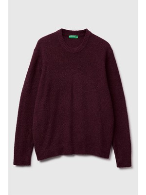 United Colors Of Benetton Kırmızı Erkek Erk_pamuk ve Yün Karışımlı Ribana Detaylı Bisiklet Yaka Kazak Model Kodu: ( 1L5YU10AD94D)