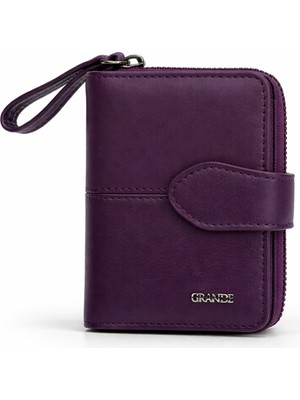 Grande Hakiki Deri Kadın Cüzdan Mürdüm 2831