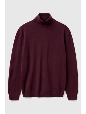 United Colors Of Benetton Mürdüm Erkek ERK_%100 Merino Boğazlı Kazak Model Kodu: ( 1002U218034D)