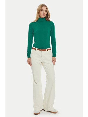 United Colors Of Benetton Çam Yeşili Kadın / Kız Bn_dik Yaka %100 Merino Kazak Model Kodu: ( 124A1002D234828Y)