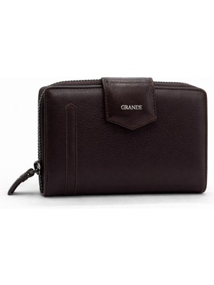 Grande Hakiki Deri Kadın Cüzdan Kahve 2716