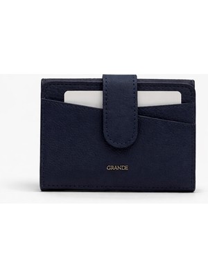 Grande Hakiki Deri Kadın Cüzdan Lacivert 2819