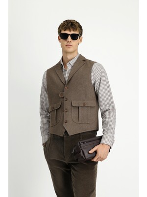 Kiğılı Slim Fit Dar Kesim Desenli Yünlü Yelek