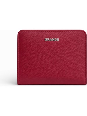 Grande Hakiki Deri Kadın Cüzdan Bordo 2830