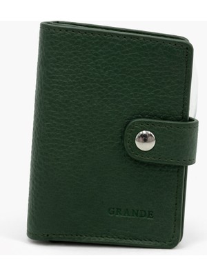 Grande Mekanizmalı Cüzdan Hakiki Deri Yeşil 789