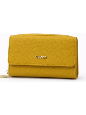 Grande Hakiki Deri Kadın Cüzdan Sarı 2754