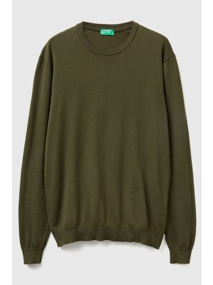 United Colors Of Benetton Haki Erkek ERK_%100 Koton Bisiklet Yaka Kazak Model Kodu: ( 1098U1I76HAKI)