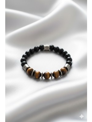 Lia Charm Kaplangözü-Oniks Taş-Hematit Erkek Doğal Taş Bileklik