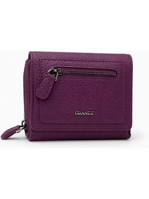 Grande Hakiki Deri Kadın Cüzdan Mürdüm 2744