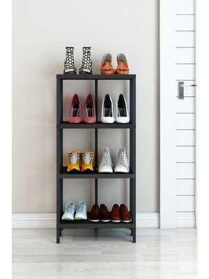 Dekozum 4 Katlı Plastik Ayakkabılık, Plastik Ayakkabı Organizeri, Plastik 4 Katlı Ayakkabılık