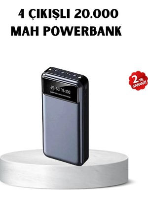 Argesco Mühendislik Powerbank 20000 Mah Hızlı Şarjlı LED Fenerli ve 4 Portlu