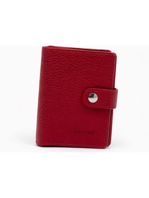 Grande Mekanizmalı Cüzdan Hakiki Deri Kırmızı 789
