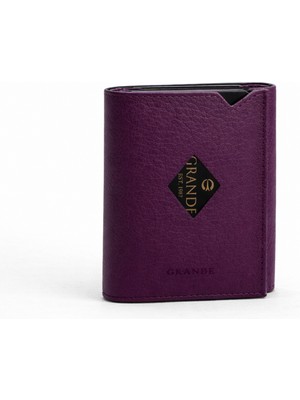 Grande Hakiki Deri Erkek Kartlık Cüzdan Mor 850