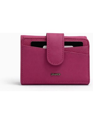Grande Hakiki Deri Kadın Cüzdan Fuşya 2819