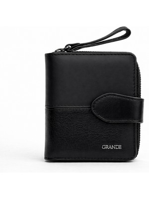Grande Hakiki Deri Kadın Cüzdan Siyah 2831