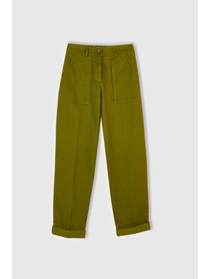 United Colors Of Benetton Haki Kadın / Kız Kdn_pamuk Karışımlı Önü Dikiş Detaylı Paçası Kıvrık Pantolon Model Kodu: ( 4FRXDF08EHAKI)