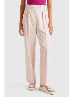 United Colors Of Benetton Toz Pembe Kadın / Kız Bn_viskoz Karışımlı Arkası Kapaklı Cepli Geniş Paça Pantolon Model Kodu: ( 4OIGDF07708Q)