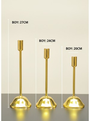 Modern Gümüş 3'lü Şamdan Takımı - Şık Tasarım Metal Mumluk Seti - Ev & Masa Dekorasyonu